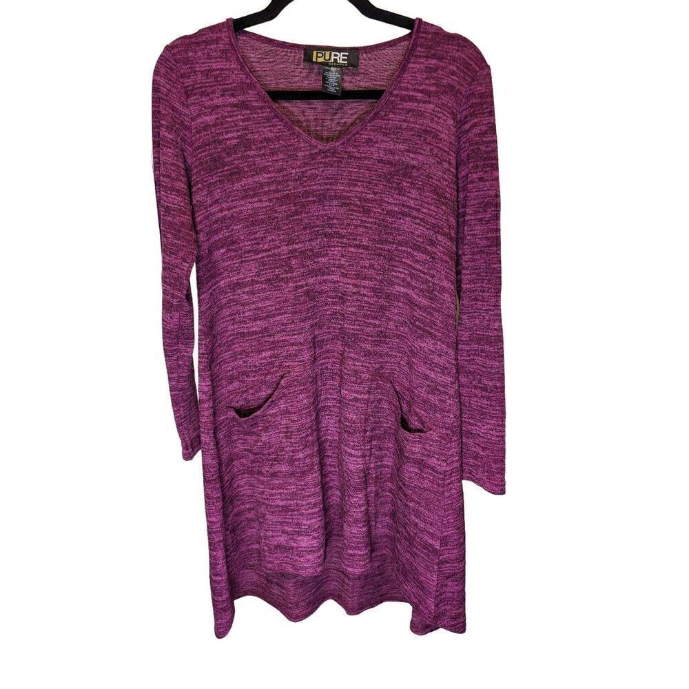 PURE Essence URBANOLOGY Purple 3/4 Sleeve Tunic Dress Women's Size Extra Small